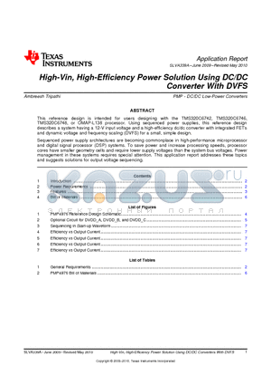 OMAP-L138 datasheet - High-Vin, High-Efficiency Power Solution Using DC/DC Converter With DVFS