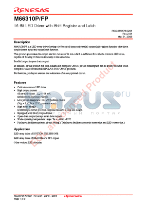 M66310P datasheet - 16-Bit LED Driver with Shift Register and Latch