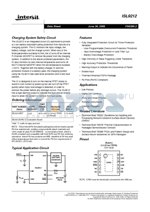 ISL9212IRZ datasheet - Charging System Safety Circuit