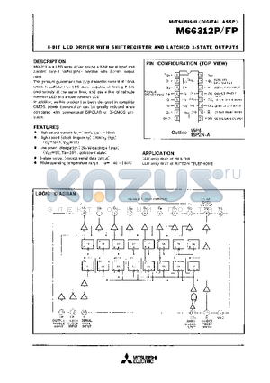 M66312FP datasheet - 16-BIT LED DRIVER WITH SHIFT REGISTER AND LATCHED 3-STATE OUTPUTS