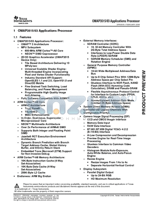 OMAP3503 datasheet - Applications Processor