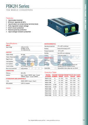 PBK2H-1212L datasheet - 70W MOBILE CONVERTERS