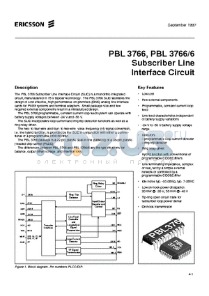 PBL3766 datasheet - Subscriber Line Interface Circuit