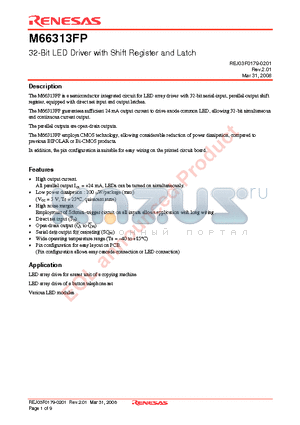 M66313FP datasheet - 32-Bit LED Driver with Shift Register and Latch