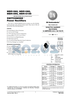 MBR1060G datasheet - SWITCHMODE Power Rectifiers