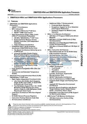 OMAP3525-HIREL datasheet - OMAP3525-HiRel and OMAP3530-HiRel Applications Processors