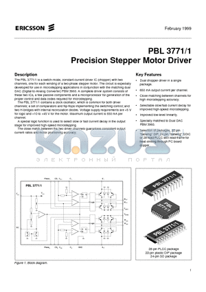 PBL3771-1 datasheet - Precision Stepper Motor Driver