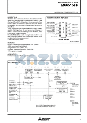 M66515FP datasheet - LASER-DIODE DRIVER/CONTROLLER