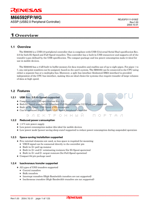 M66592FP datasheet - ASSP (USB2.0 Peripheral Controller)