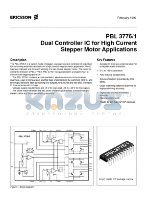 PBL3776-1 datasheet - Dual Controller IC for High Current Stepper Motor Applications