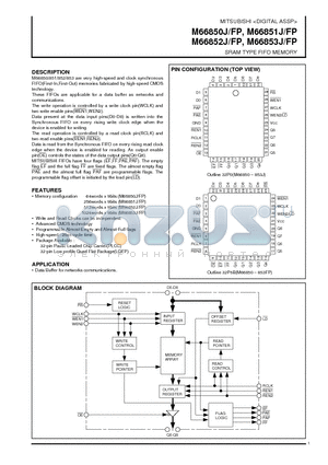 M66853J datasheet - SRAM TYPE FIFO MEMORY