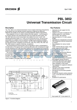 PBL3852 datasheet - Universal Transmission Circuit