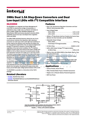 ISL9305IRTAANLZEV1Z datasheet - 3MHz Dual 1.5A Step-Down Converters and Dual Low-Input LDOs with I2C Compatible Interface
