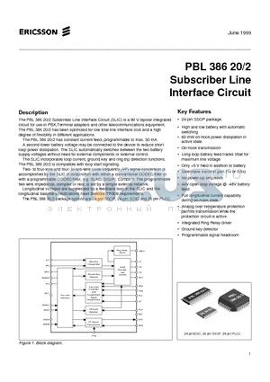 PBL38620-2 datasheet - Subscriber Line Interface Circuit