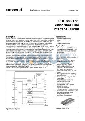 PBL386151 datasheet - Subscriber Line Interface Circuit