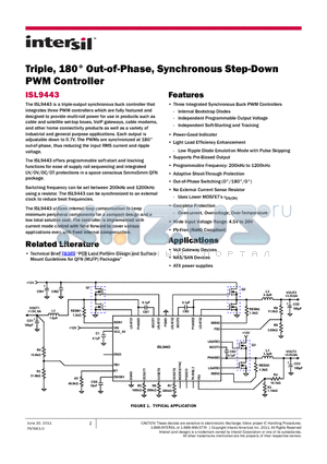 ISL9443 datasheet - Triple, 180` Out-of-Phase, Synchronous Step-Down PWM Controller