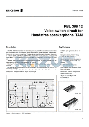 PBL388121SOT datasheet - Voice-switch circuit for Handsfree speakerphone TAM