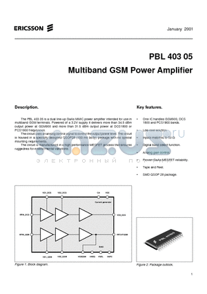 PBL40305 datasheet - Multiband GSM Power Amplifier