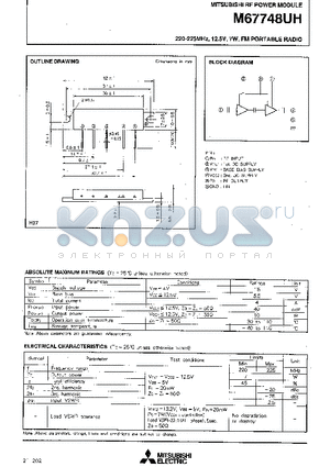 M67748UH datasheet - 220-225MHz, 12.5V, 7W, FM PORTABLE RADIO