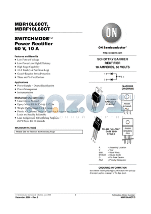 MBR10L60CT datasheet - SWITCHMODE Power Rectifier 60 V, 10 A