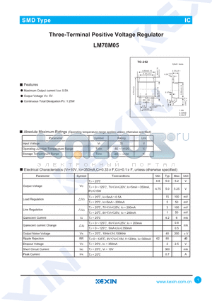 LM78M05 datasheet - Three-Terminal Positive Voltage Regulator