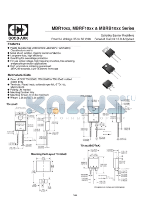 MBR10XX datasheet - Schottky Barrier Rectifiers