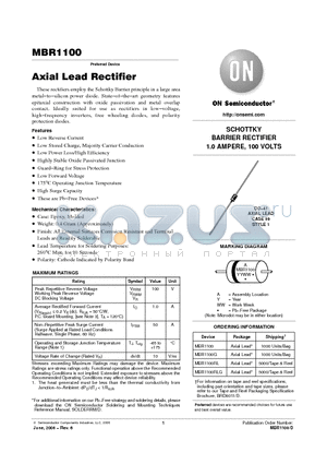 MBR1100 datasheet - Axial Lead Rectifier