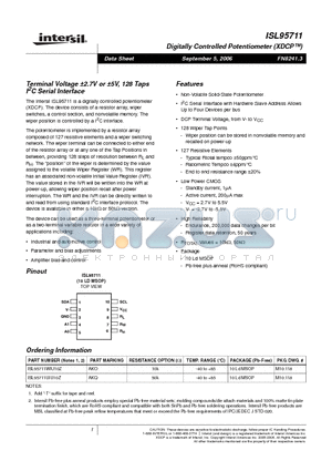 ISL95711WIU10Z datasheet - Digitally Controlled Potentiometer