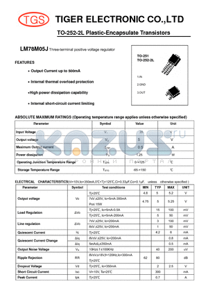 LM78M05J datasheet - TO-252-2L Plastic-Encapsulate Transistors