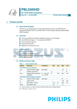 PBLS4004D datasheet - 40 V PNP BISS loadswitch