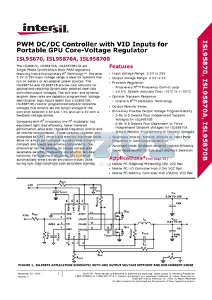 ISL95870AHRUZ-T datasheet - PWM DC/DC Controller with VID Inputs for Portable GPU Core-Voltage Regulator