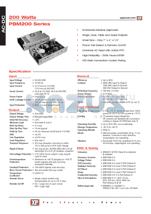 PBM200PD01-C datasheet - AC-DC Power Supplies