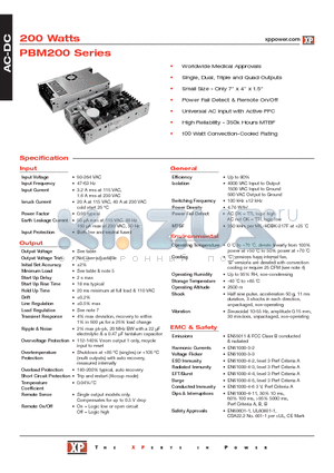 PBM200PQ06-C datasheet - AC-DC Power Supplies