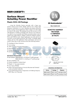 MBR120ESFT3 datasheet - Surface Mount Schottky Power Rectifier