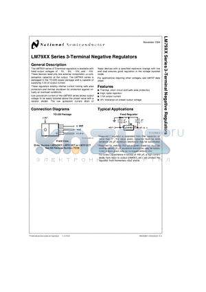 LM7905CT datasheet - LM79XX Series 3-Terminal Negative Regulators