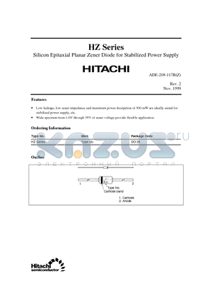 HZ2A2 datasheet - Silicon Epitaxial Planar Zener Diode for Stabilized Power Supply