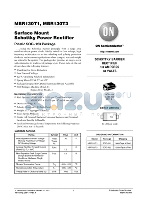 MBR130 datasheet - SCHOTTKY BARRIER RECTIFIER 1.0 AMPERES 30 VOLTS