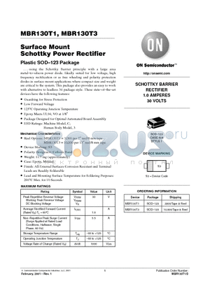 MBR130T1 datasheet - SCHOTTKY BARRIER RECTIFIER 1.0 AMPERES 30 VOLTS