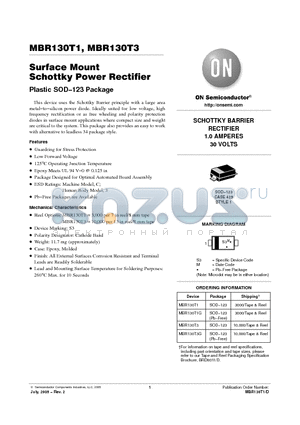 MBR130T1G datasheet - Surface Mount Schottky Power Rectifier