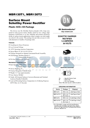 MBR130T3 datasheet - Surface Mount Schottky Power Rectifier