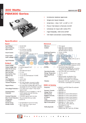 PBM300PQ09-C datasheet - AC-DC Power Supplies