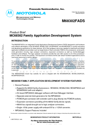 M68302FADS datasheet - MC68302 Family Application Development System