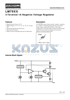 LM7910CT datasheet - 3-Terminal 1A Negative Voltage Regulator