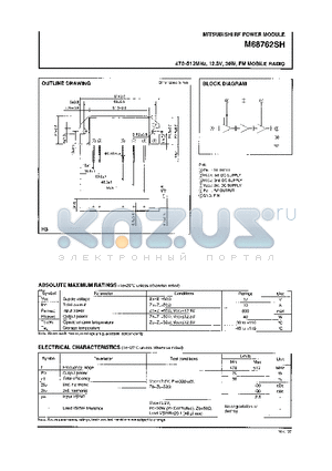 M68762SH datasheet - 470-512MHz, 12.5V, 30W, FM MOBILE RADIO