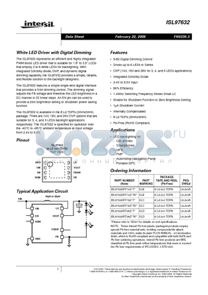 ISL97632 datasheet - White LED Driver with Digital Dimming