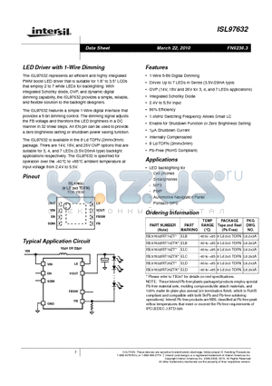ISL97632 datasheet - LED Driver with 1-Wire Dimming