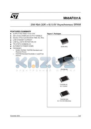 M68AF031A datasheet - 256 Kbit (32K x 8) 5.0V Asynchronous SRAM