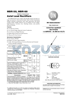 MBR150RL datasheet - Axial Lead Rectifiers