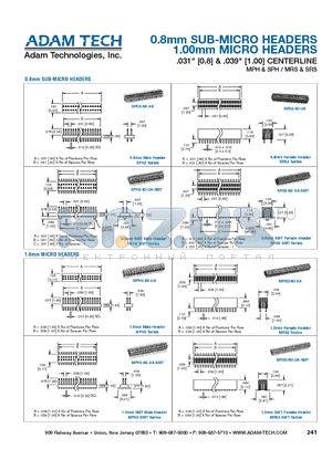 MRS2-60-UA-SMT datasheet - 0.8mm SUB-MICRO HEADERS 1.00mm MICRO HEADERS