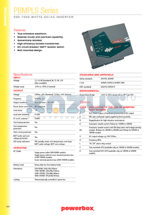 PBMPLS-12U datasheet - 500-7000 WATTS DC/AC INVERTER
